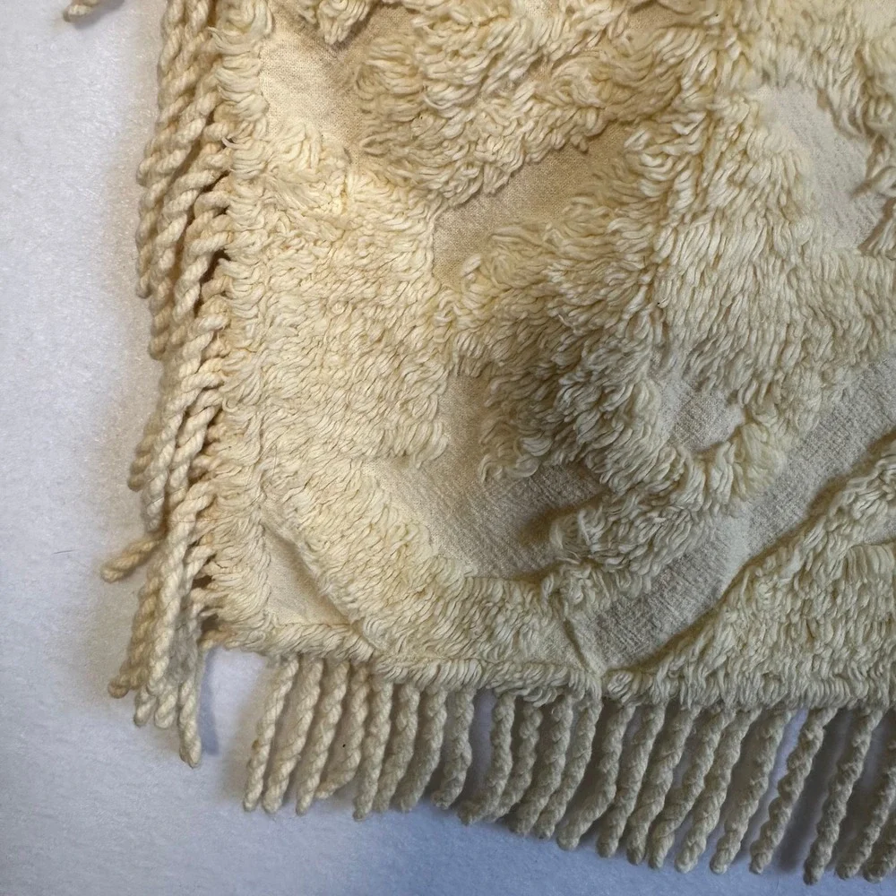 Set of 2 Yellow Chenille Tufted Pillow Shams Cotton Fringe Boho 26x22 RN 87077